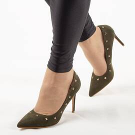 Pantofi de dama, verzi, stiletto cu tinte JM2603F-VERDE, Culoare (12): Verde, Marime (12): 38* - - Roveli