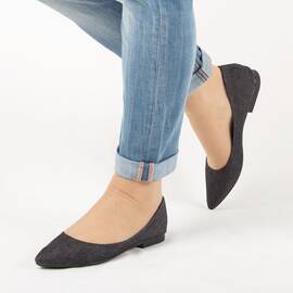 Balerini de dama, negri din denim 168-1-BLACK, Culoare (12): Negru, Marime (12): 38* - - Roveli