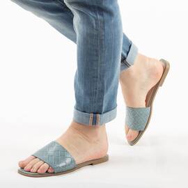 ​Papuci de dama, bleu cu talpa joasa BX-18-BLUE, Culoare (12): Bleu, Marime (12): 40 - - Roveli