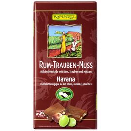 Ciocolata bio cu stafide alune si rom 100g Rapunzel - - Roveli