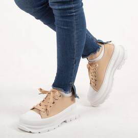 Sneakers de dama, camel, casual SN-296-KHAKI, Culoare (12): Camel, Marime (12): 41 - - Roveli