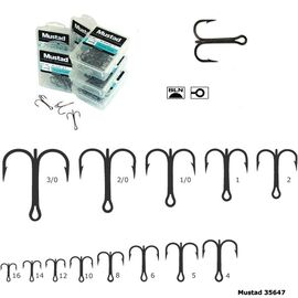 Ancora Tripla Rotunda Mustad Black-Nickel 35647BLN (10buc/pac) Nr.1-Nr.16 - - Roveli