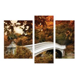 Roveli - Tablou Multicanvas - Bow Bridge, New York, America, Toamna, Maro, Alb-