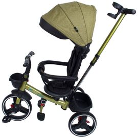 Roveli - Tricicleta pliabila pentru copii Impera kaki, scaun rotativ, copertina de soare, maner pentru parinti Kidscare-