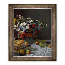 Tablou inramat - Claude Monet - Natura statica cu flori si fructe - - Roveli