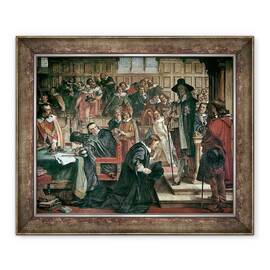 Tablou inramat - Charles West Cope - Tentativa de arestare a 5 membri ai Camerei Comunelor de catre Carol I, 1642 - - Roveli