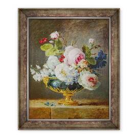 Tablou inramat - Anne Vallayer-Coster - Flori intr-o vaza albastra - - Roveli