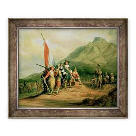 Tablou inramat - Charles Bell - Aterizarea lui Jan van Riebeeck 1619-77 6 aprilie 1652 - - Roveli