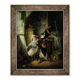 Tablou inramat - Claude Jacquand - Doi baieti imbracati in soldati - - Roveli