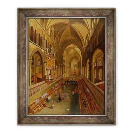 Tablou inramat - Scoala Engleza - Interiorul Catedralei Canterbury - - Roveli