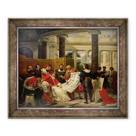 Tablou inramat - Emile Jean Horace Vernet - Papa Iulius al II-lea ordonand lui Bramante, Michelangelo si Rafael sa construiasca Vaticanul si Sfantul Petru - - Roveli