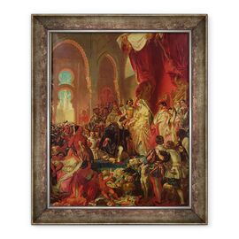 Tablou inramat - Eugene Deveria - Cristofor Columb 1450-1506 inainte de Ferdinand al II-lea 1452-1516 de Aragon si Isabella 1451-1504 de Castilia - - Roveli