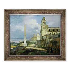 Tablou inramat - Francois-Marius Granet - Trinita dei Monti si Villa Medici, Roma - - Roveli