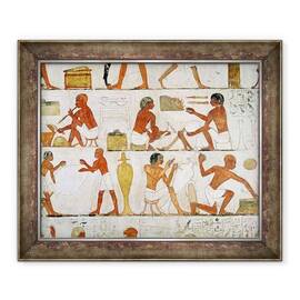 Tablou inramat - Egyptian 18th Dynasty - Gravura si lustruire vase in aur si argint - - Roveli
