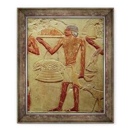 Tablou inramat - Egyptian 6th Dynasty - Relief reprezentand un portar cu un cos de fledglings, de la mormantul Printesei Imut, Vechiul Regat - - Roveli