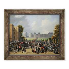 Tablou inramat - Edouard Pingret - Sosirea lui Louis-Philippe 1773-1850 la Castelul Windsor, 8 octombrie 1844 - - Roveli