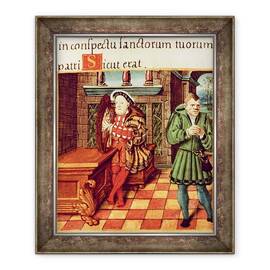 Tablou inramat - Scoala Engleza - Henry al VIII-lea cantand la harpa cu prostul lui Wil Somers - - Roveli