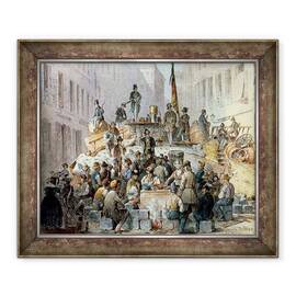 Tablou inramat - Edouard Ritter - Baricade in Marzstrasse, Viena - - Roveli