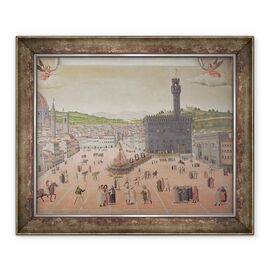 Tablou inramat - Scoala Italiana - Savonarola fiind arsa pe rug, Piazza della Signoria - - Roveli