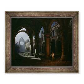 Tablou inramat - Hippolyte Victor Valentin Sebron - Interiorul unei abatii in ruine - - Roveli