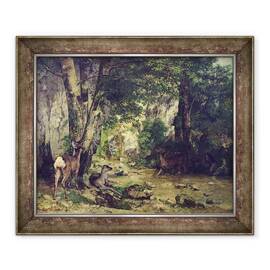 Tablou inramat - Gustave Courbet - intoarcerea cerb la parau la Plaisir-Fontaine - - Roveli