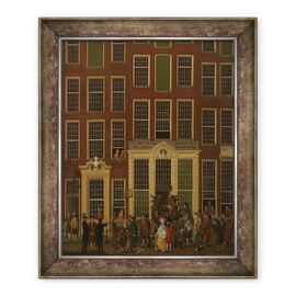 Tablou inramat - Isaak Ouwater - Agentia de Librarie si Loterie a lui Jan de Groot in Kalverstraat din Amsterdam - - Roveli