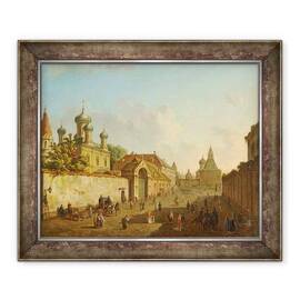 Tablou inramat - Fyodor Alexeyev - Vedere din Piata Lubyanka pana la Poarta Vladimir din Moscova - - Roveli
