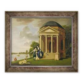Tablou inramat - Johann Zoffany - David Garrick 1717-79 si sotia sa de templul lui Shakespeare la Hampton - - Roveli
