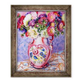 Tablou inramat - Joan Thewsey - Asters intr-un ulcior victorian floral roz 2002 - - Roveli