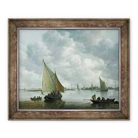 Tablou inramat - Jan Josephsz van Goyen - Barca de pescuit intr-un estuar - - Roveli