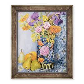 Tablou inramat - Joan Thewsey - Iris si roz intr-o vaza japoneza cu pere - - Roveli