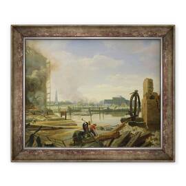 Tablou inramat - Johann Martin Gensler - Hamburg dupa incendiul din 1842 - - Roveli