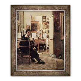 Tablou inramat - Jean Alaux - Studioul de Ingres din Roma I - - Roveli