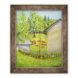 Tablou inramat - Joan Thewsey - Vedere din Gradina Rutths, Limousin Franta - - Roveli