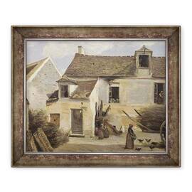 Tablou inramat - Jean Baptiste Camille Corot - Curtea de o brutarie langa Paris, sau Curtea de o casa langa Paris - - Roveli