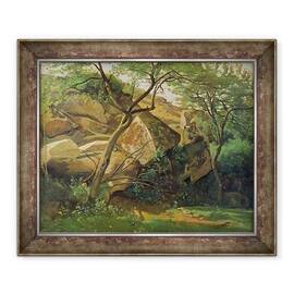 Tablou inramat - Jean Baptiste Camille Corot - Stanci la Fontainebleau - - Roveli