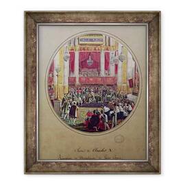 Tablou inramat - Jean-Charles Develly - Regele Carol al X-lea 1757-1836 primind Cavalerii Sfantului Esprit la Catedrala Reims la 30 mai - - Roveli