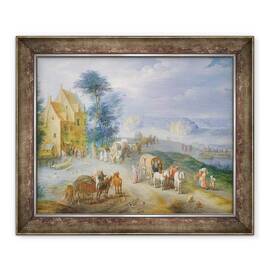 Tablou inramat - Joseph van Bredael - Peisaj cu tarani - - Roveli