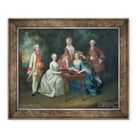 Tablou inramat - Johann Wilhelm Hoffnas - Portret de grup al familiei Harrach jucand table, inclusiv generalul contele Ferdinand Harrach, contele Ferdinand Bonaventura Harrach cu Rosa - - Roveli