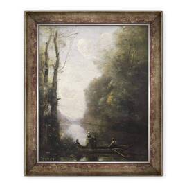 Tablou inramat - Jean Baptiste Camille Corot - Feribotul parasind banca cu doua femei - - Roveli