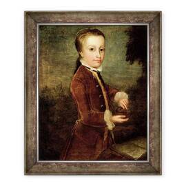 Tablou inramat - Johann Zoffany - Portretul lui Wolfgang Amadeus Mozart 1756-91 in varsta de opt ani, care detine un cuib de pasare - - Roveli