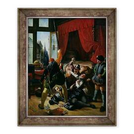 Tablou inramat - Joseph-Nicolas Robert-Fleury - Asasinarea lui Brion, tutore Printului de Conti 1558-1614 la masacrul de Ziua Sfantului Bartolomeu din 1572 - - Roveli