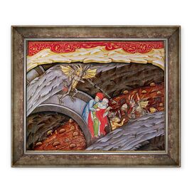 Tablou inramat - Master of the Vitae Imperatorum - Ms 2017 f.245 Infernul lui Dante cu un comentariu de Guiniforte degli Bargigi - - Roveli