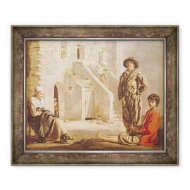 Tablou inramat - Louis Le Nain - taranii inainte de casa lor - - Roveli
