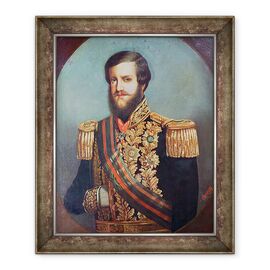 Tablou inramat - Luis de Miranda Pereira Visconde de Menezes - Pedro al II-lea 1825-91 imparatul Braziliei - - Roveli