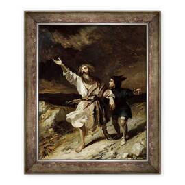 Tablou inramat - Louis Boulanger - Regele Lear si Nebunul in Furtuna - - Roveli