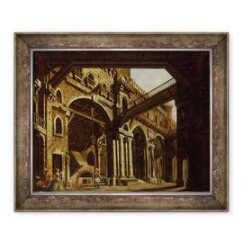 Tablou inramat - Karl Friedrich Fechhelm - Proiectarea scenei pentru Actul III al Operei Montezuma - - Roveli