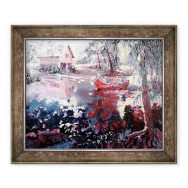 Tablou inramat - Mary Smith - Elvaston barca casa si lac - - Roveli