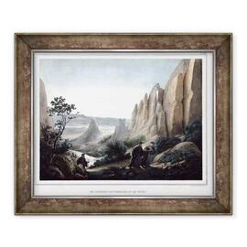 Tablou inramat - Louis Dupre - Les meteores de Thessalie et le Depinde peisaj de stanci. in Calatorie la Atena si Constantinopol - - Roveli