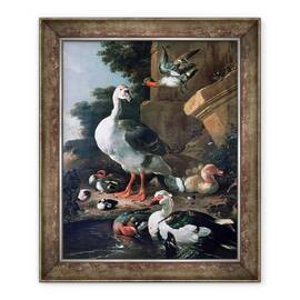 Tablou inramat - Melchior de Hondecoeter - Pasarile de apa intr-un peisaj clasic - - Roveli